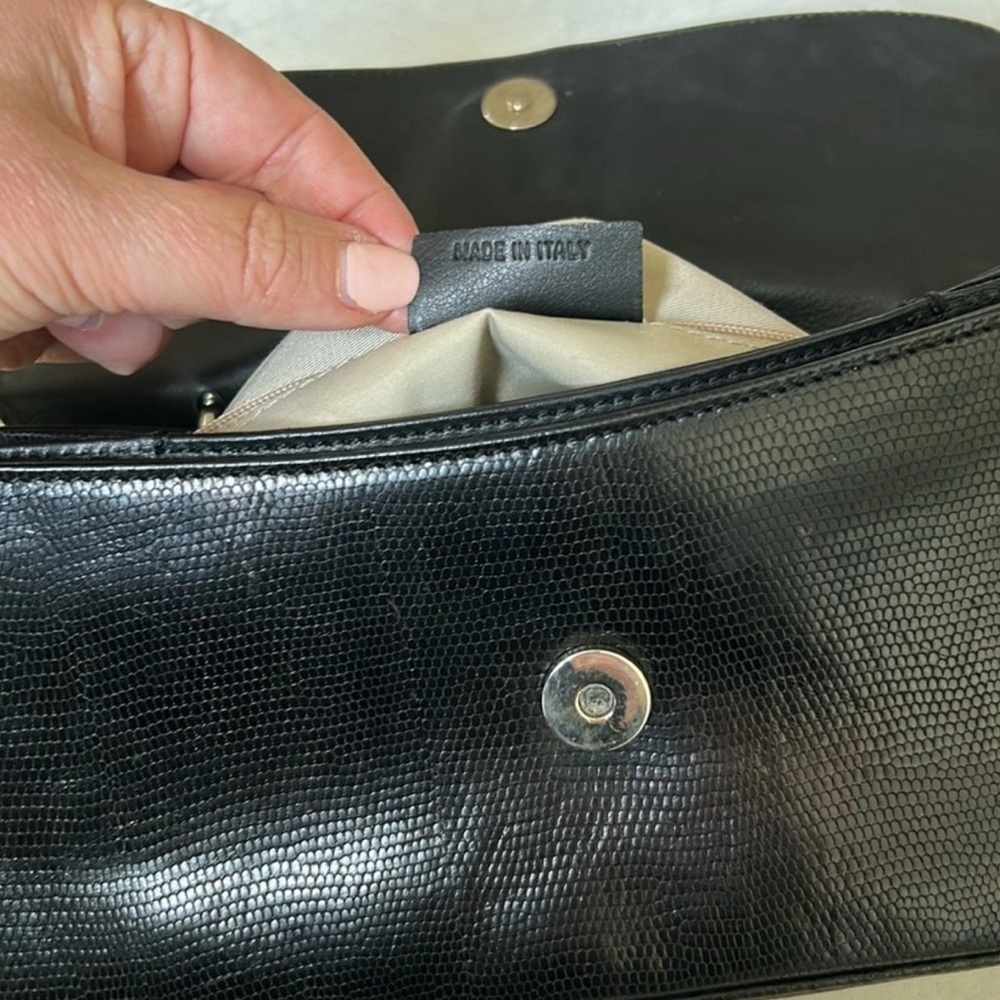 BURBERRY Black Reptile Leather Horse Bit Purse - Vintage Rare Unique - Picture 5 of 9